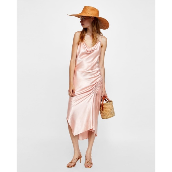 Zara Dresses & Skirts - Zara draped lingerie style dress pastel pink